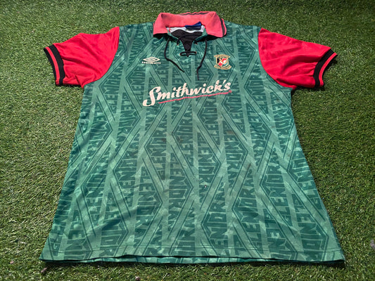 Glentoran FC Northern Ireland Football Rare Vintage Umbro XL Extra Large Mans 1992 Home Jersey