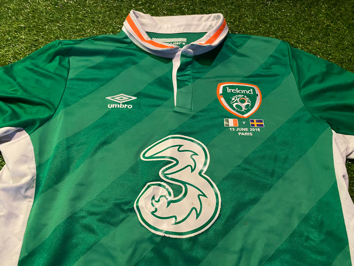 Republic of Ireland v Sweden Paris 2016 Soccer Football Large Mans McClean no11 Home Jersey