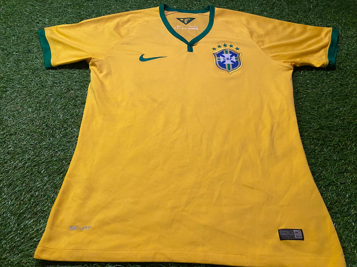 Brazil Brasil Samba South America Soccer Football Medium Mans 2014 Nike Home Jersey