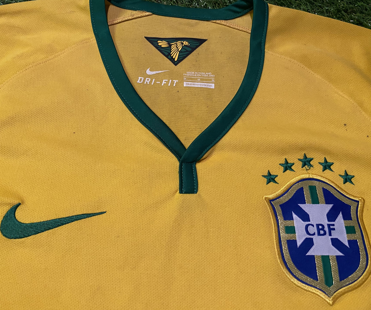 Brazil Brasil Samba South America Soccer Football Medium Mans 2014 Nike Home Jersey