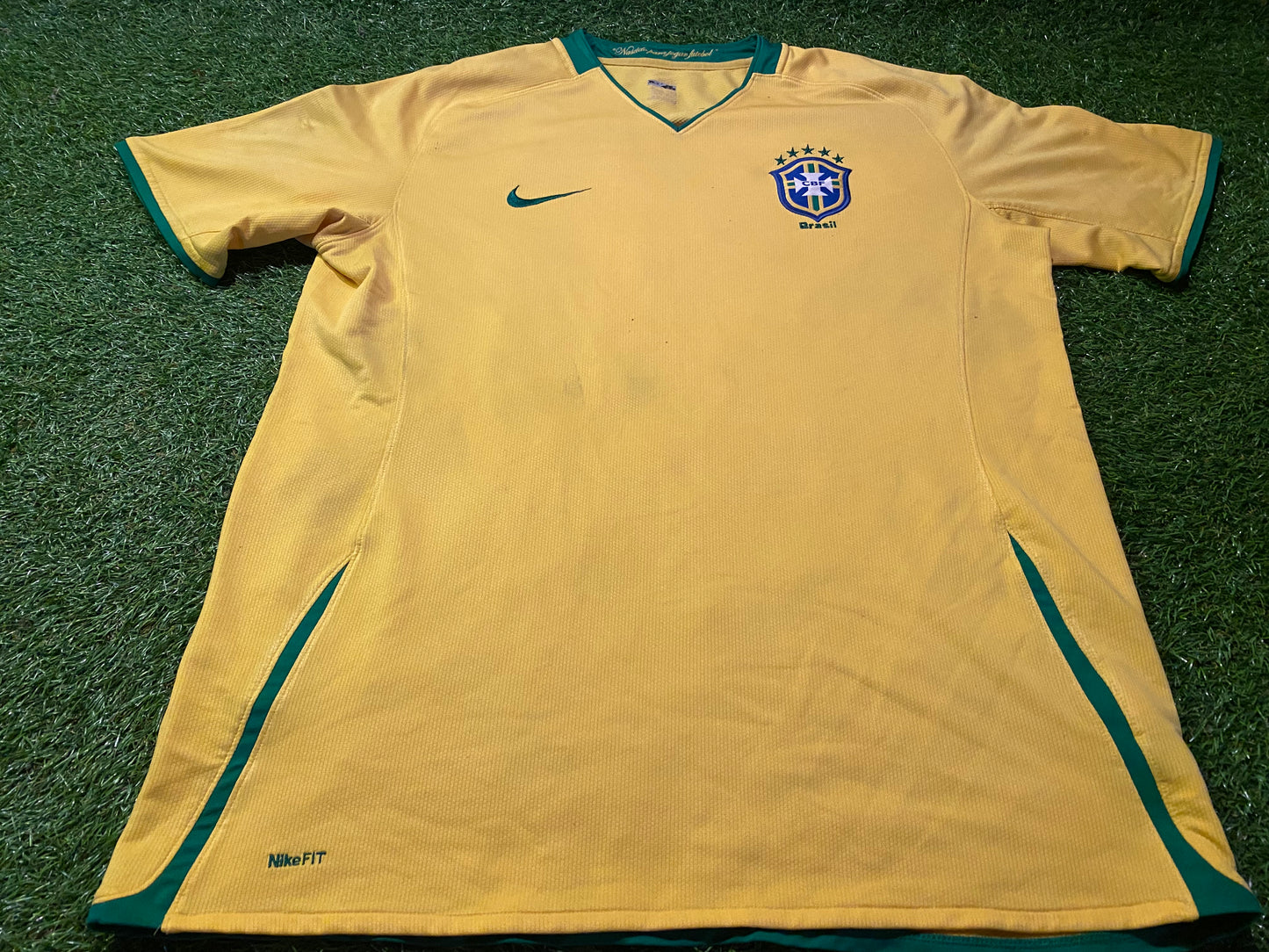 Brazil Brasil Samba Soccer Football XL Extra Large Mans Nike Made Jersey