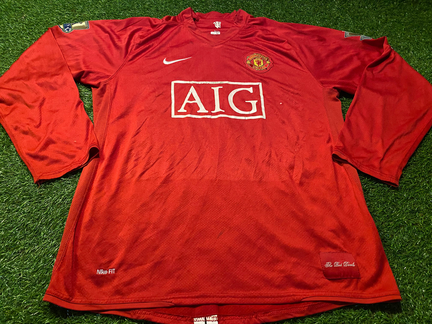 Manchester United England Football Rare 2007 XL Extra Large Mans Rafael no21 L/S Jersey