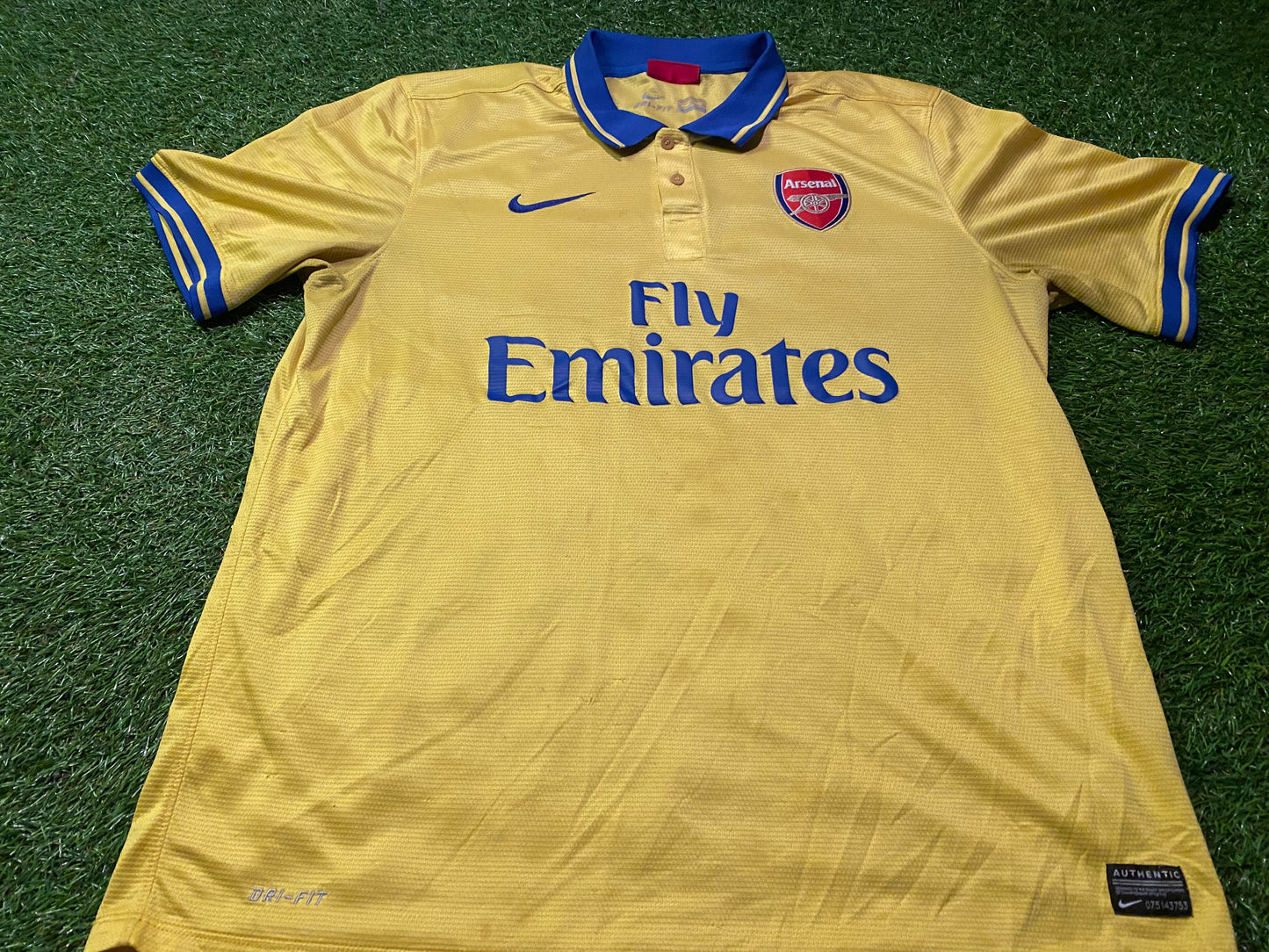 Arsenal England Football XL Extra Large Mans Nike 2013/2014 EPL Away Jersey