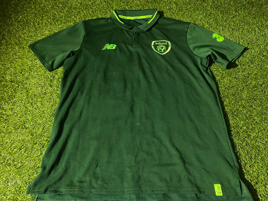 Republic of Ireland Football Soccer Medium Mans New Balance Made Polo Jersey