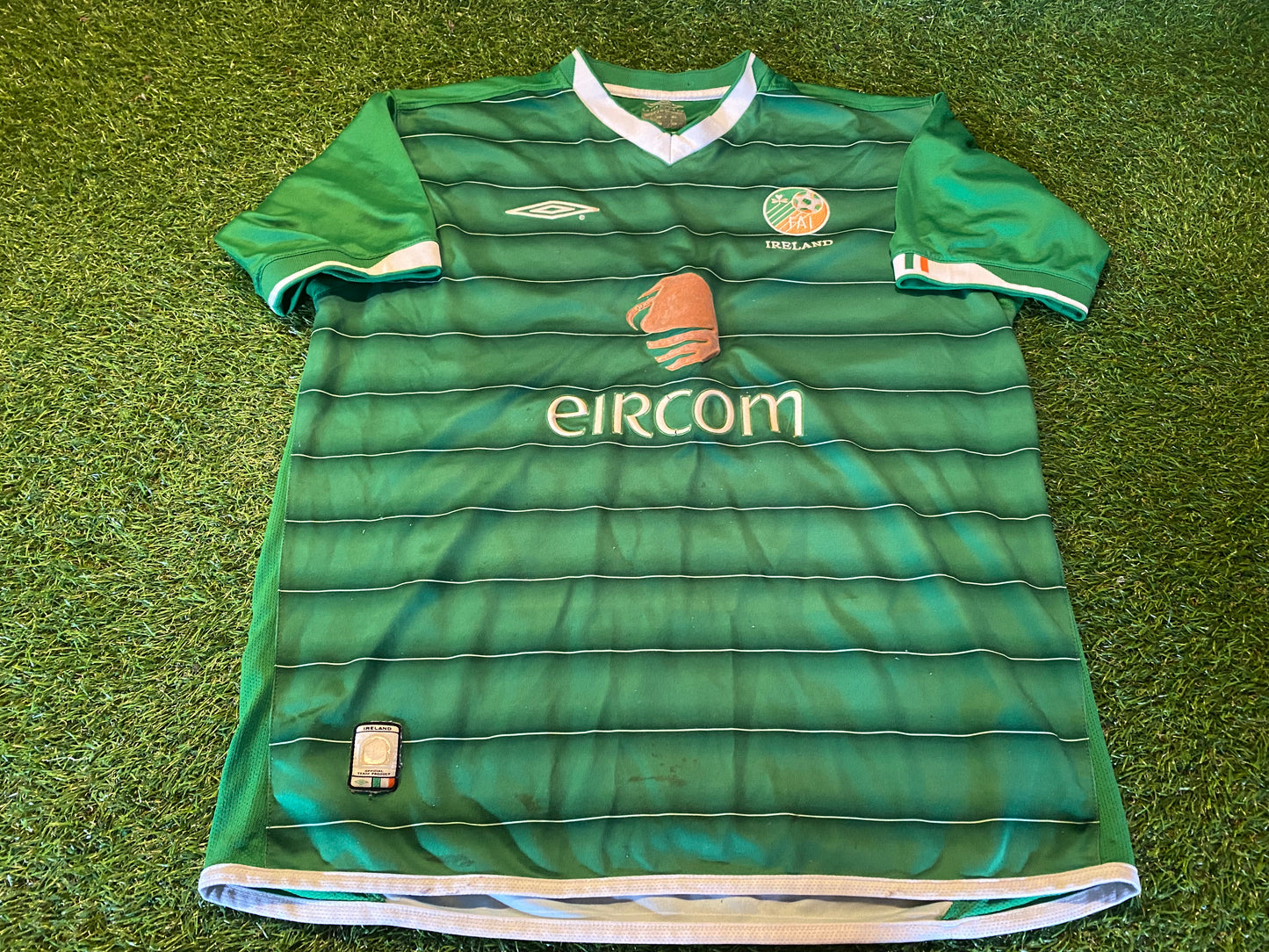 Republic of Ireland Irish Eire Football Soccer Large Mans Vintage Umbro Made Home Jersey