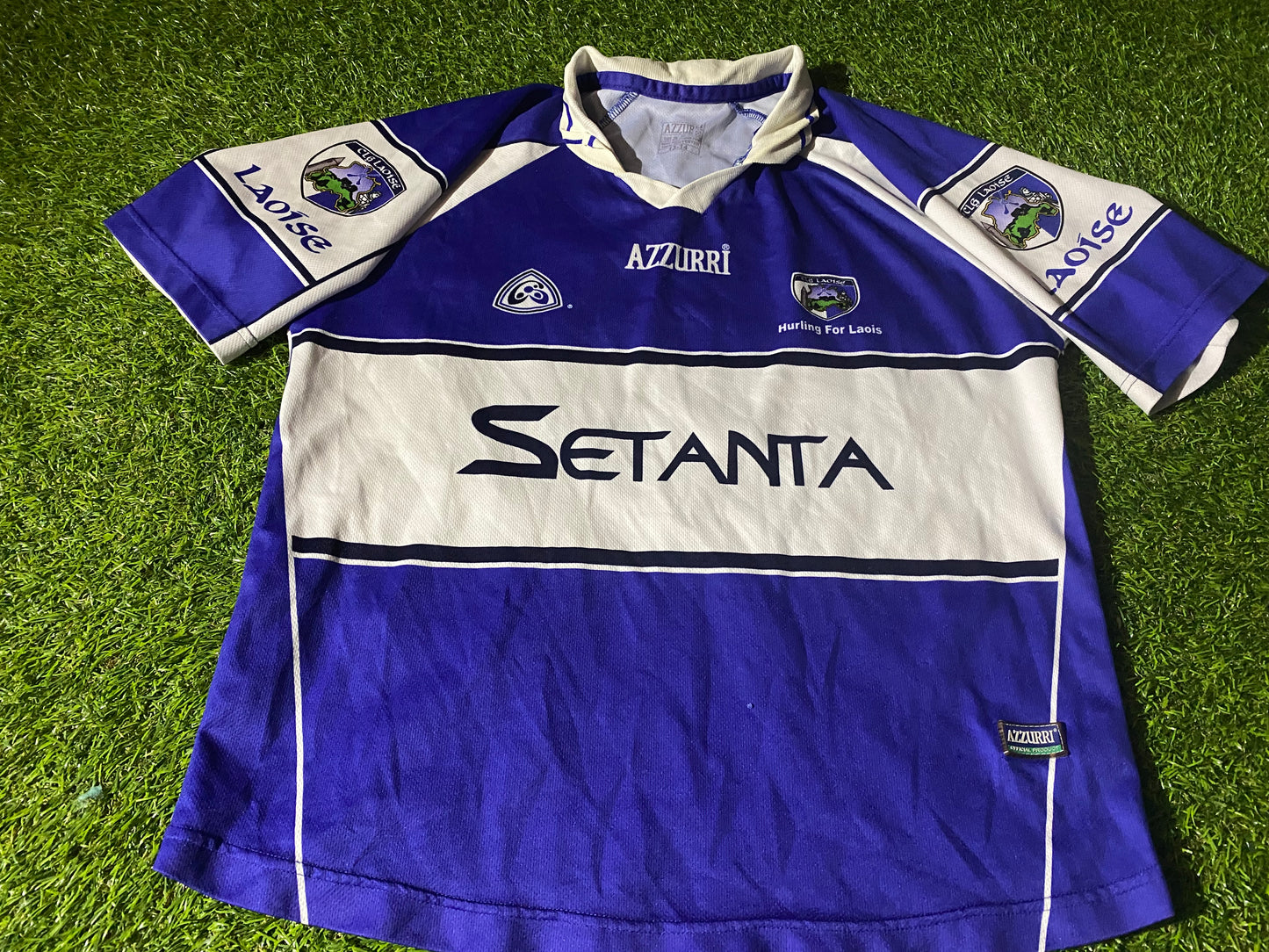 Co Laois Ireland GAA Gaelic Football Hurling Youths / Small Mans Vintage Home Jersey