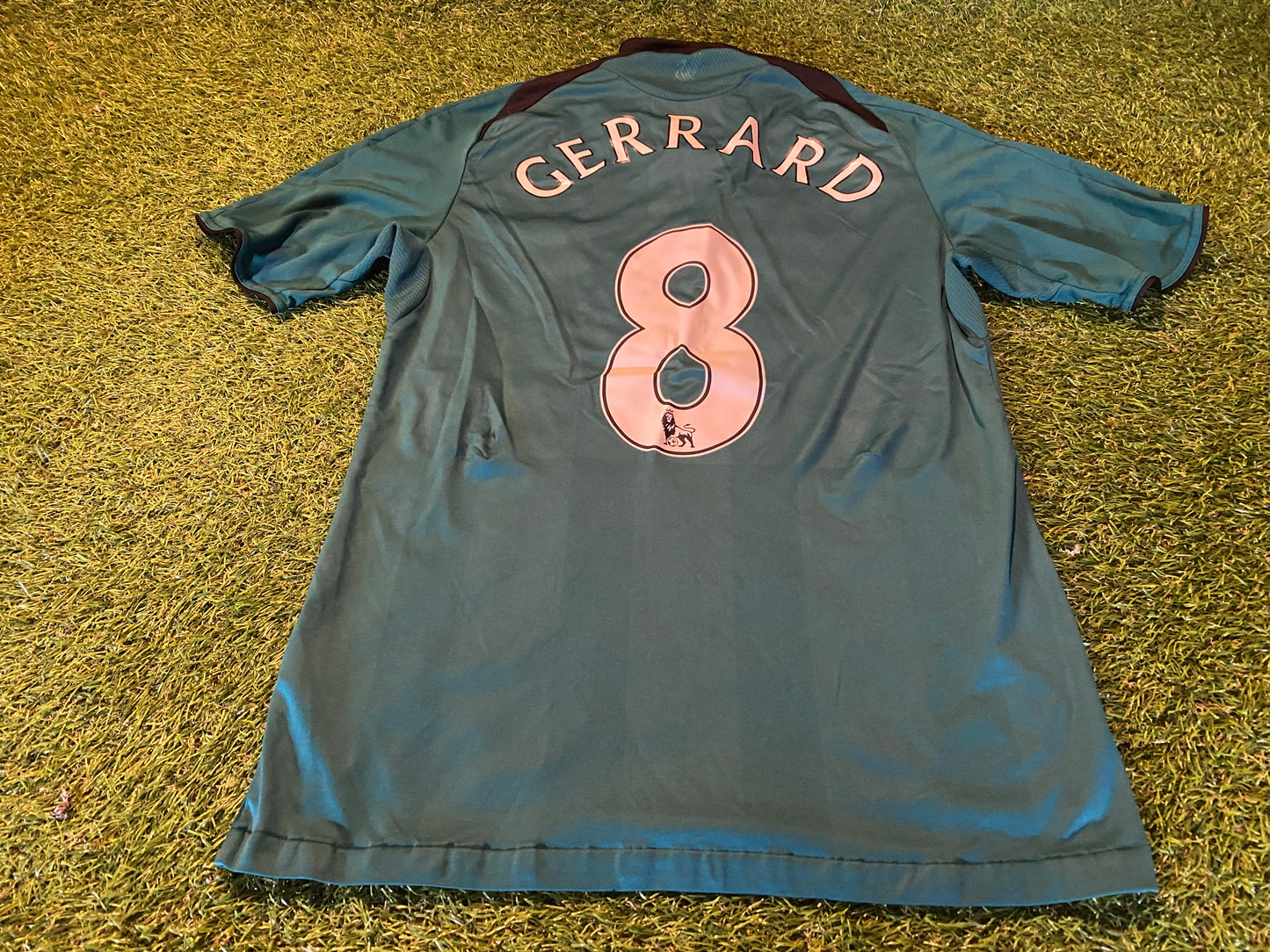 Liverpool England Football Soccer Small Mans Gerrard no8 Adidas Made EPL Away Jersey