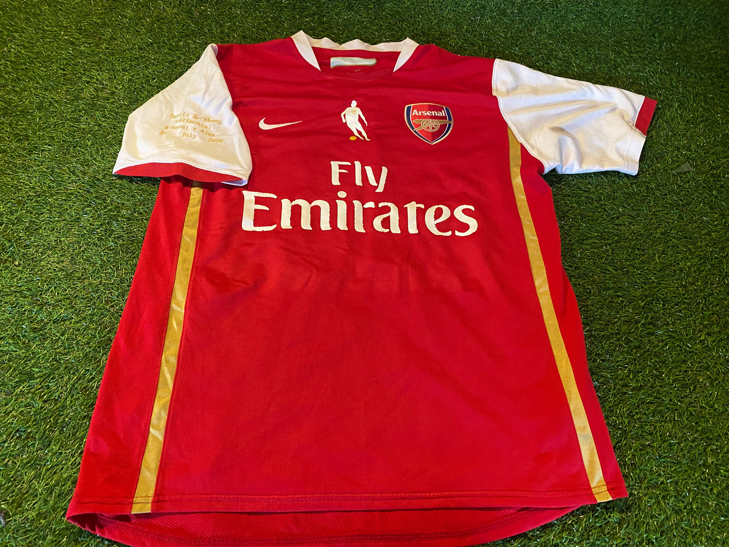 Arsenal v Ajax Football Soccer Medium Mans Bergkamp no10 Testimonial Nike Home Jersey