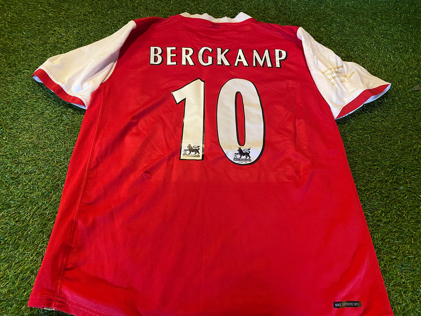 Arsenal v Ajax Football Soccer Medium Mans Bergkamp no10 Testimonial Nike Home Jersey