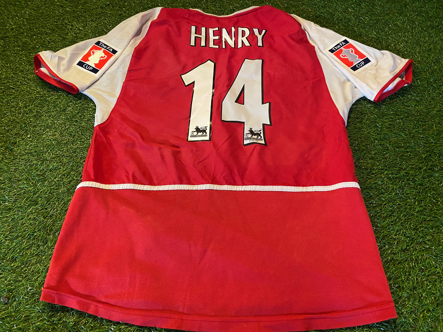 Arsenal England Football Soccer Small Mans Vintage Henry no14 FA Cup Final Home Jersey