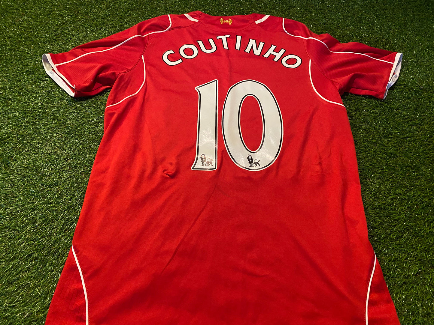 Liverpool England Football Soccer Medium Mans Coutinho no10 Warrior Made Home Jersey