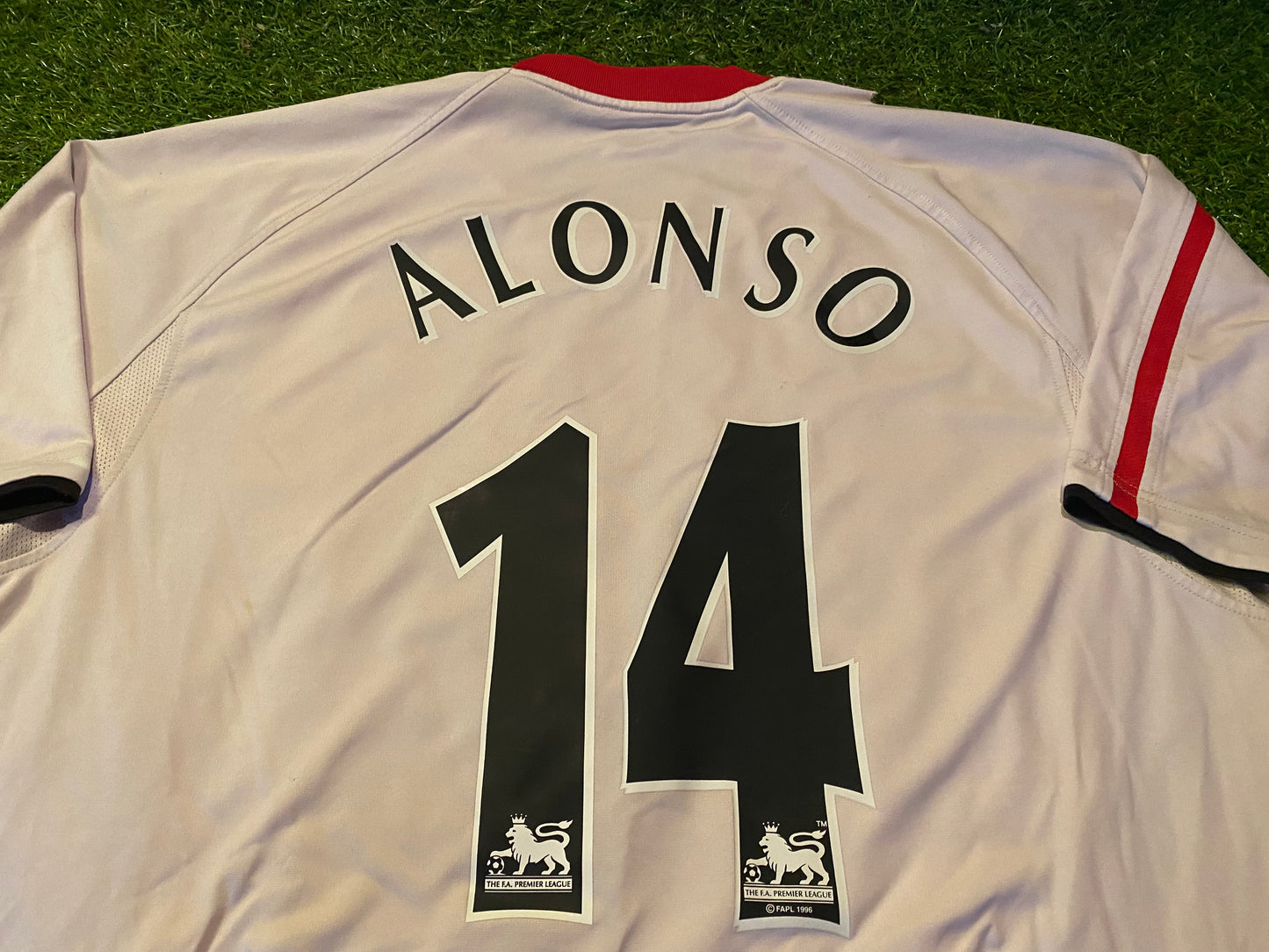 Liverpool England Football Soccer XXL 2XL Mans Alonso no14 Vintage Reebok Away Jersey