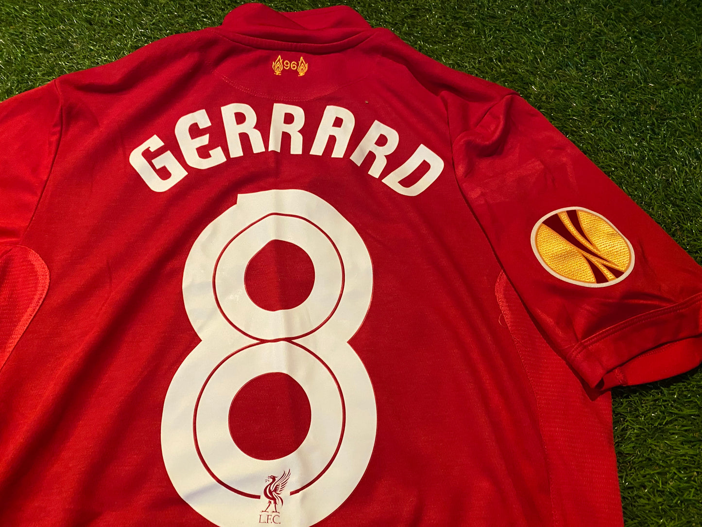 Liverpool England Football Soccer Medium Mans Gerrard no8 Europa League Home Jersey