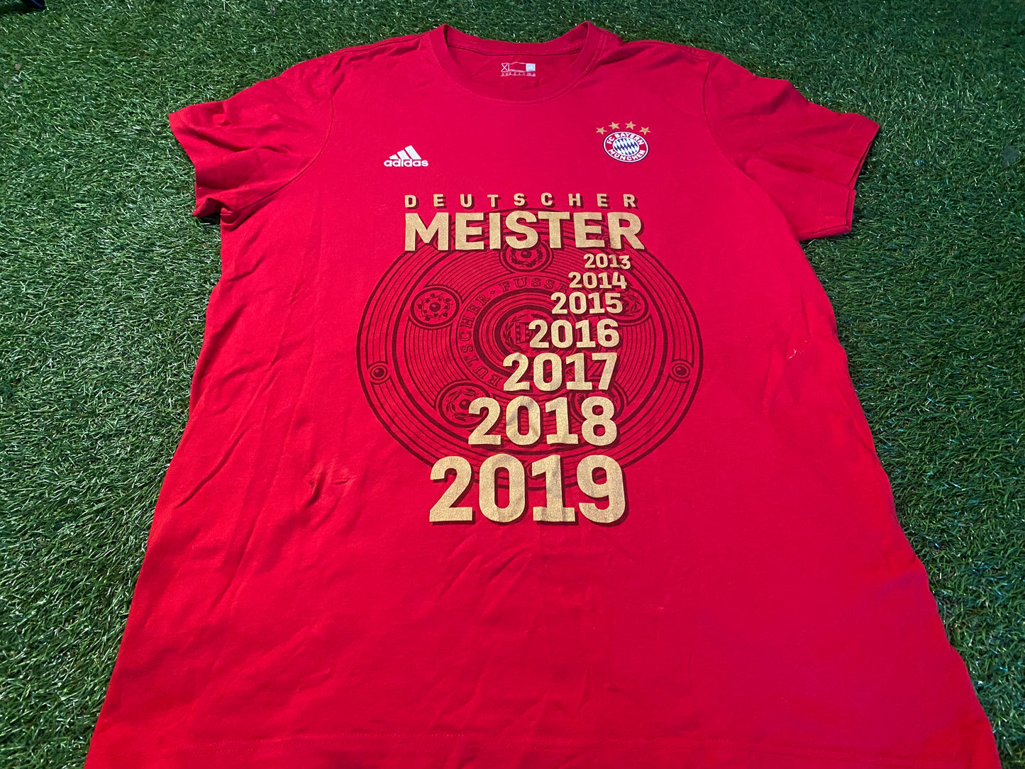 Bayern Munich Munchen German Germany Football Large Mans Adidas Champions T Shirt