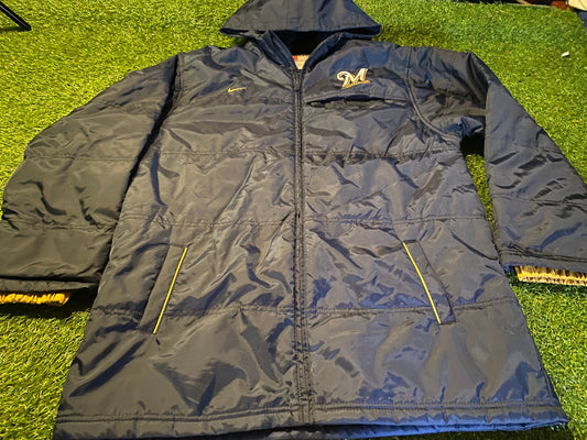 Milwaukee Brewers USA MLB Baseball Small/ Medium Mans Long Padded Nike Made Hooded Coat