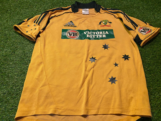 Australia Oz Cricket Medium Mans Vintage  Adidas Made Polo Jersey