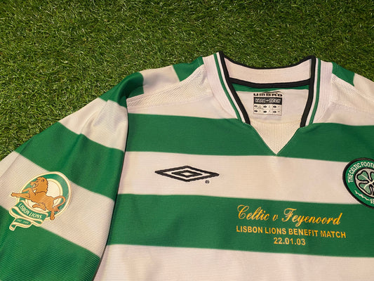 Celtic v Feyenoord Football Lions Benefit Match 2003 Medium Mans Larsson no7 Umbro Home Jersey