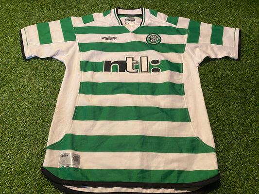 Celtic FC Scotland Football Large Boys / Youths Old Rare Vintage Umbro Larsson no7 Jersey