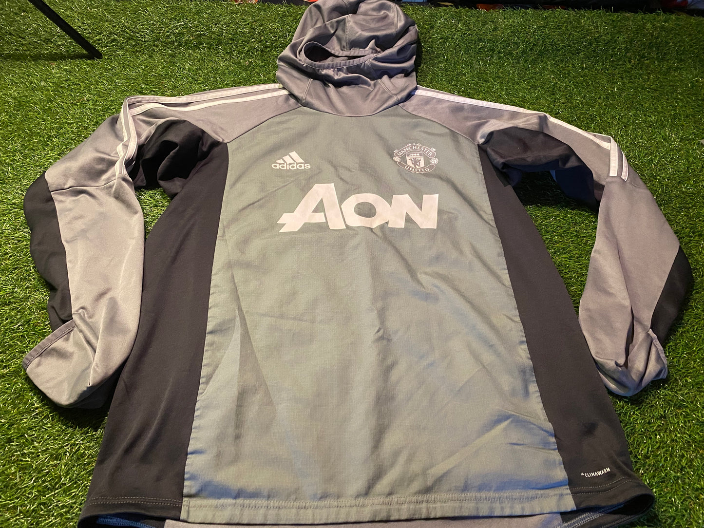 Manchester United England Football Large Mans Adidas Made Hooded Training Over Top