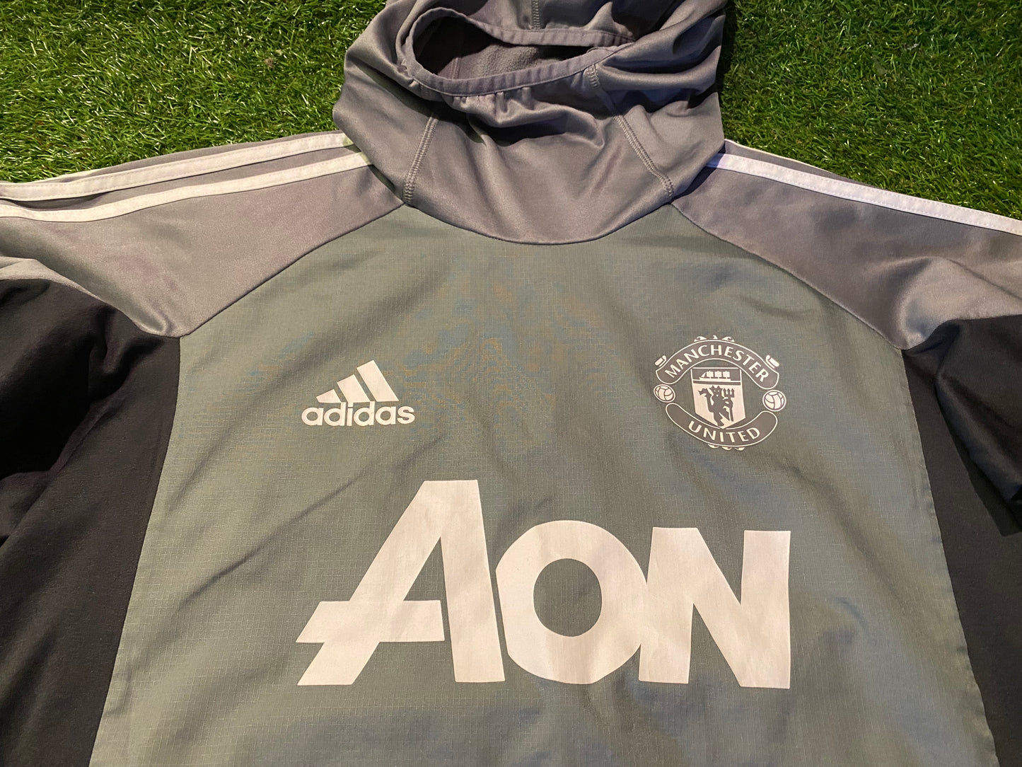 Manchester United England Football Large Mans Adidas Made Hooded Training Over Top