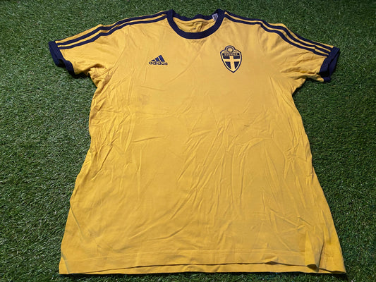 Sweden Swedish Svenska Soocer Football Large Mans Adidas Cotton Made Jersey