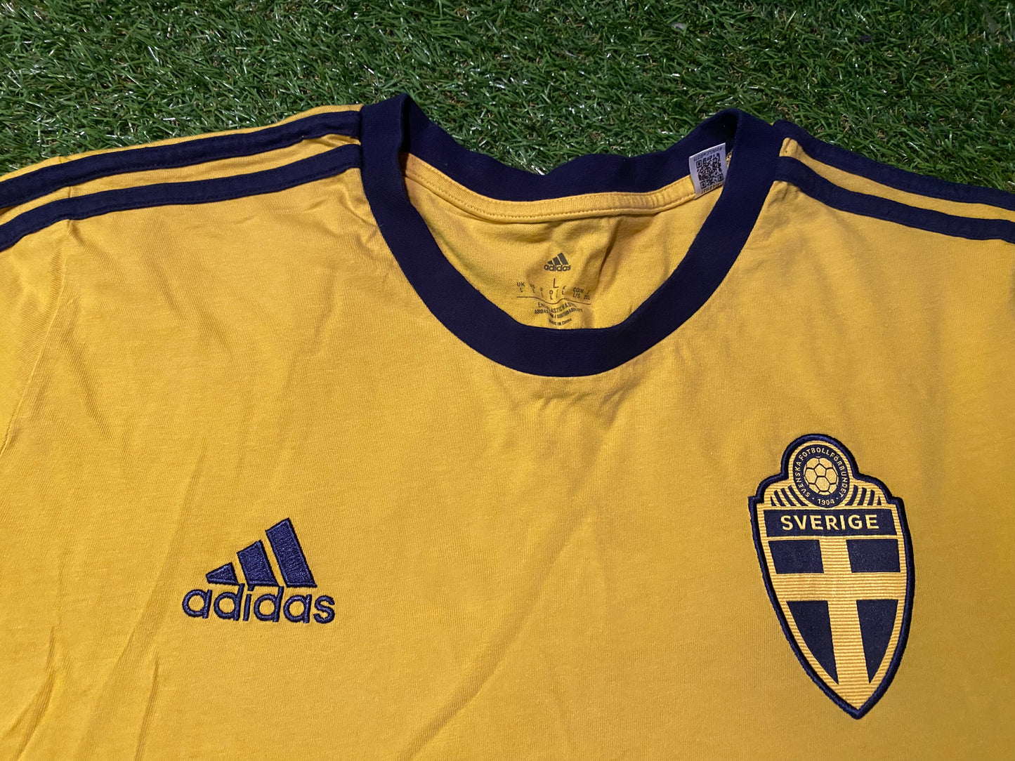 Sweden Swedish Svenska Soocer Football Large Mans Adidas Cotton Made Jersey