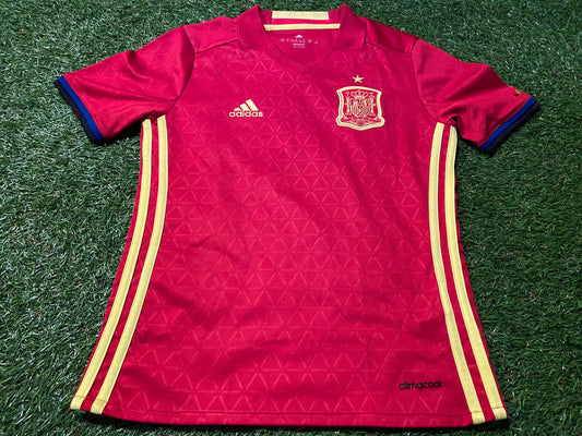 Spain Espan Spanish Soccer Football Adidas Medium Boys / Girls 9-10 Year Old Home Top