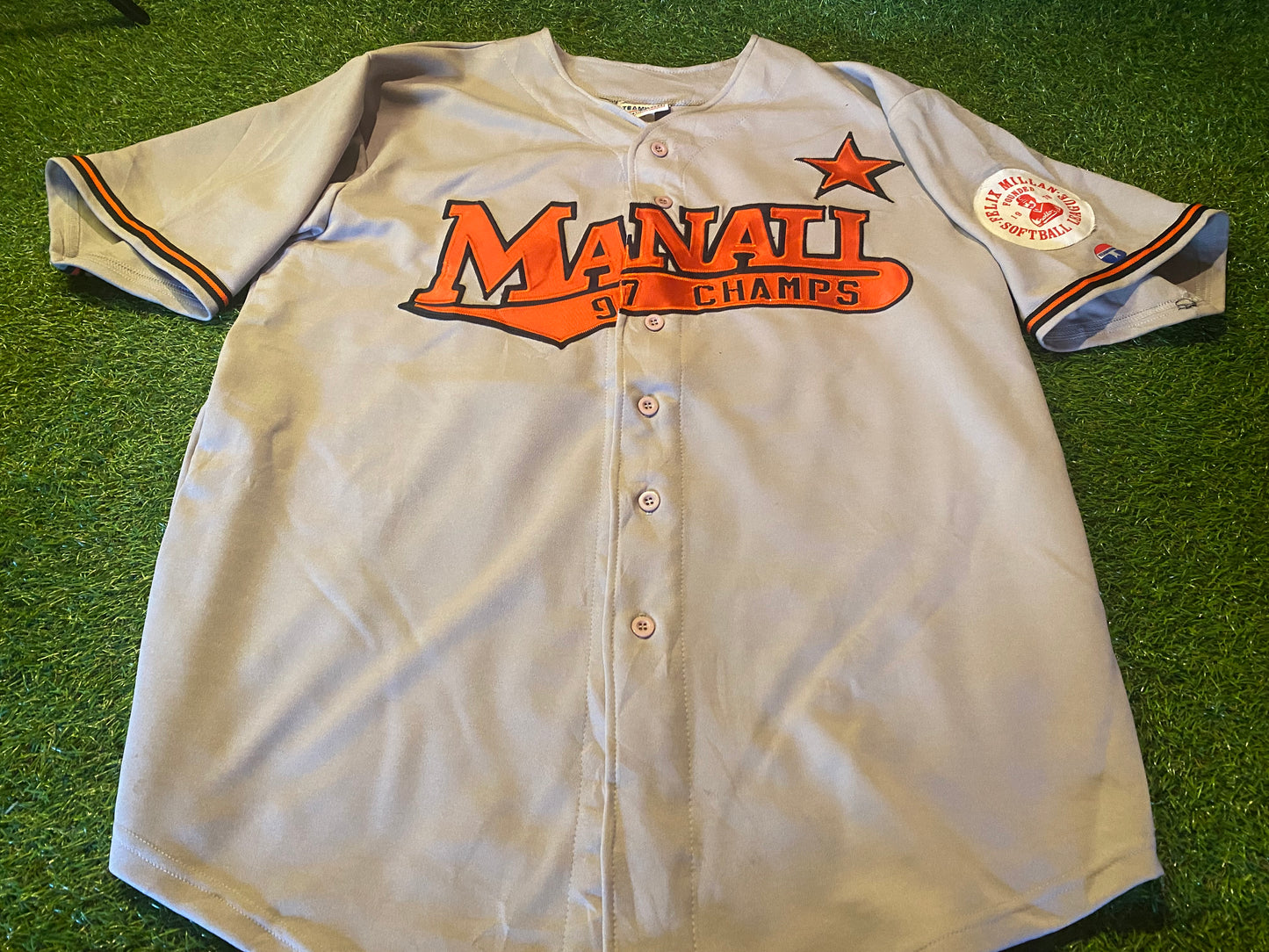 felix millan Atlanta softball league rare Vintage Large Mans Teamwork Made no98  jersey