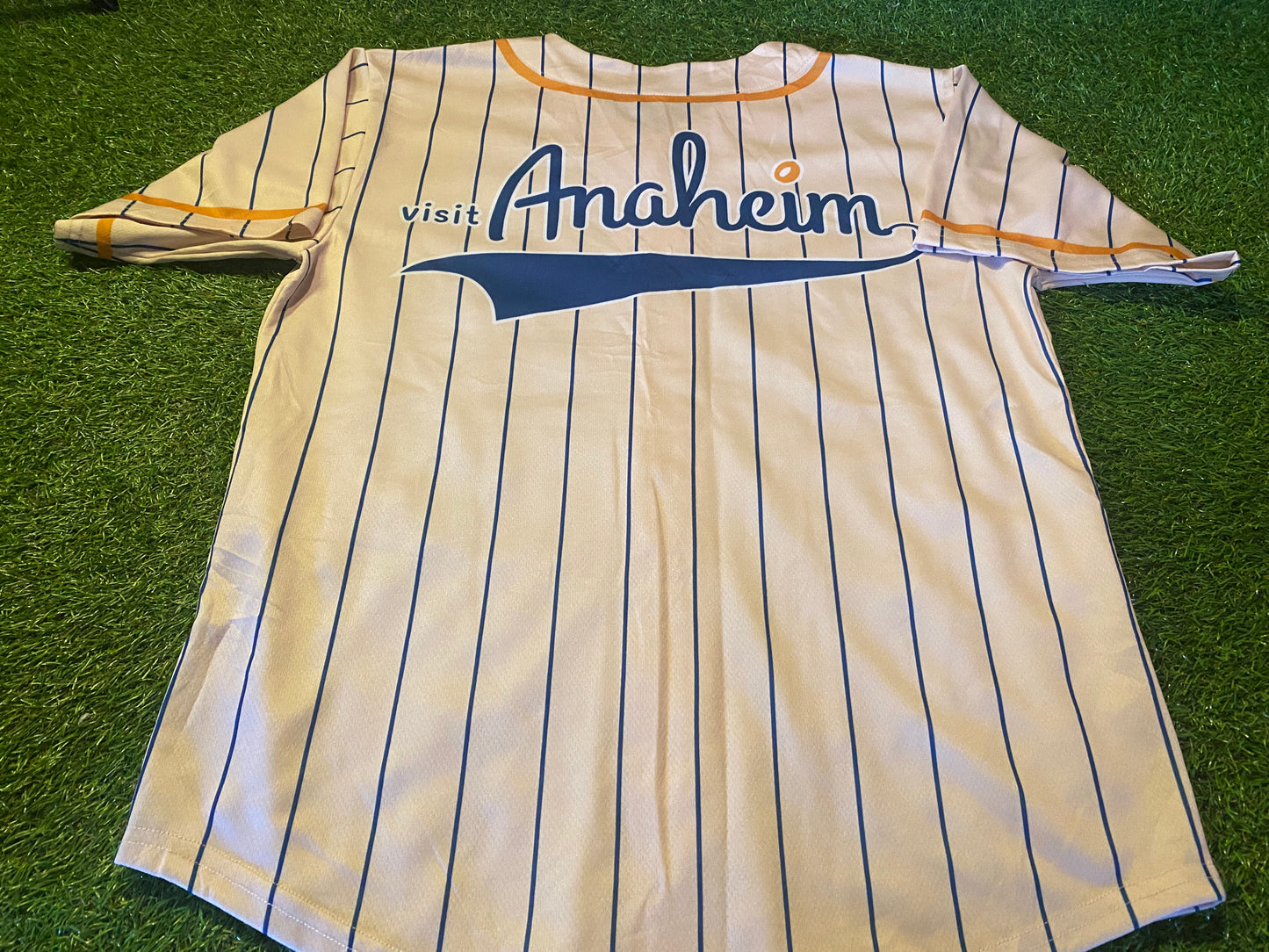 USA United States of America MLB Type Shirt Large Mans Visit Anaheim Jersey