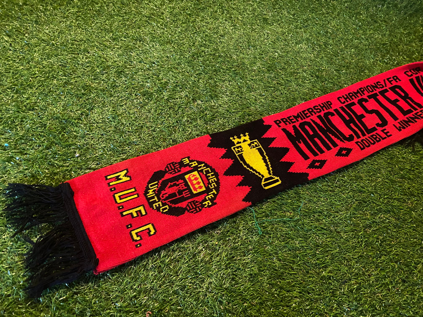 Manchester United Rare 1994 Double Winners Soccer Football Full Size Adult Mans Scarf Scarves