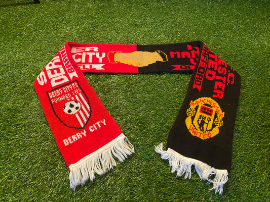 Manchester United Derry City Ireland Soccer Football Full Size Adult Mans Scarf Scarves