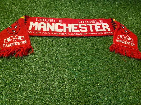 Manchester United Rare 1995 Double Winners Soccer Football Full Size Adult Mans Scarf Scarves