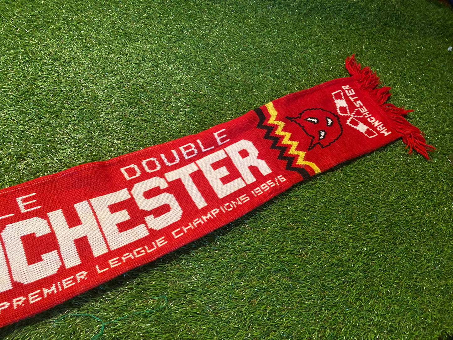 Manchester United Rare 1995 Double Winners Soccer Football Full Size Adult Mans Scarf Scarves