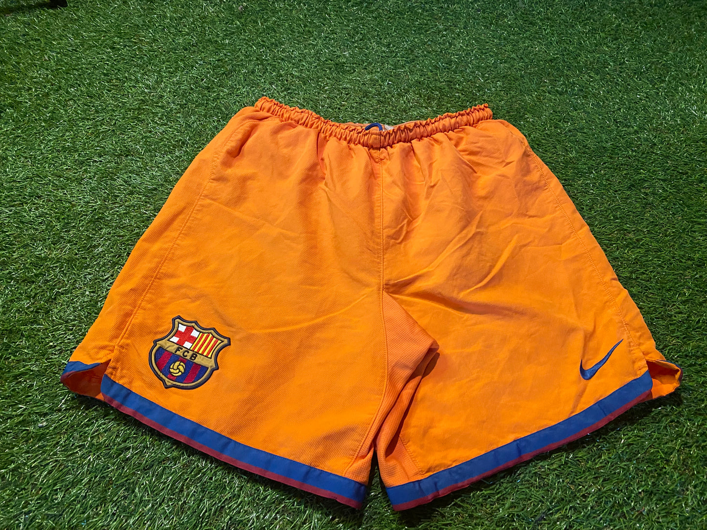 FCB Barcelona Spain Espana Football Medium Mans Rare Vintage Nike Made Away Shorts