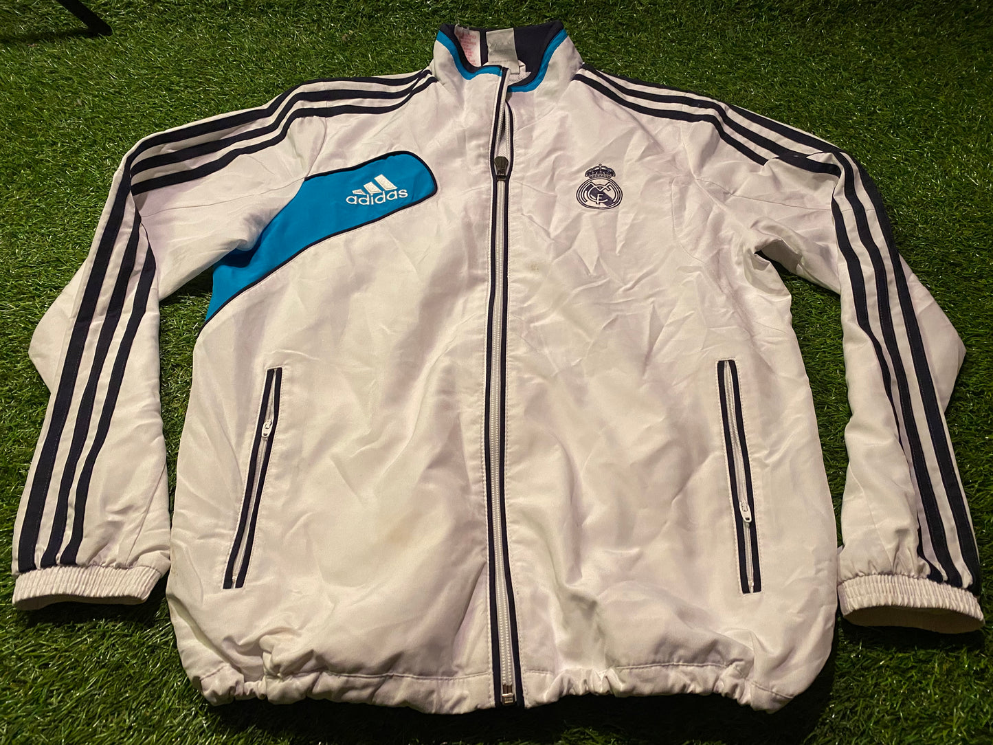 Real Madrid Spain La Liga Football Youths / XL Boys 13-14 Year Old Lined Zip Up Adidas Jacket