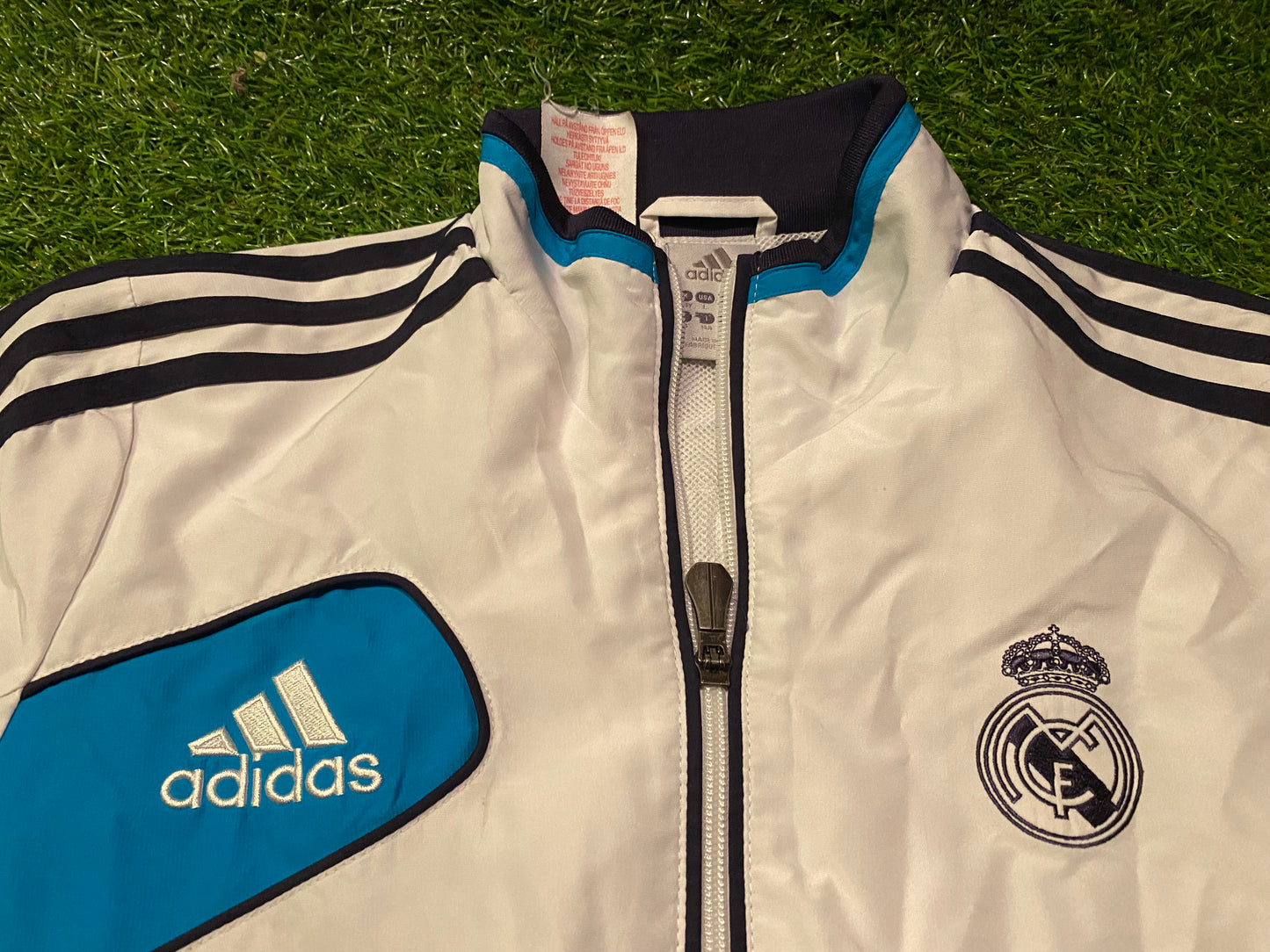 Real Madrid Spain La Liga Football Youths / XL Boys 13-14 Year Old Lined Zip Up Adidas Jacket