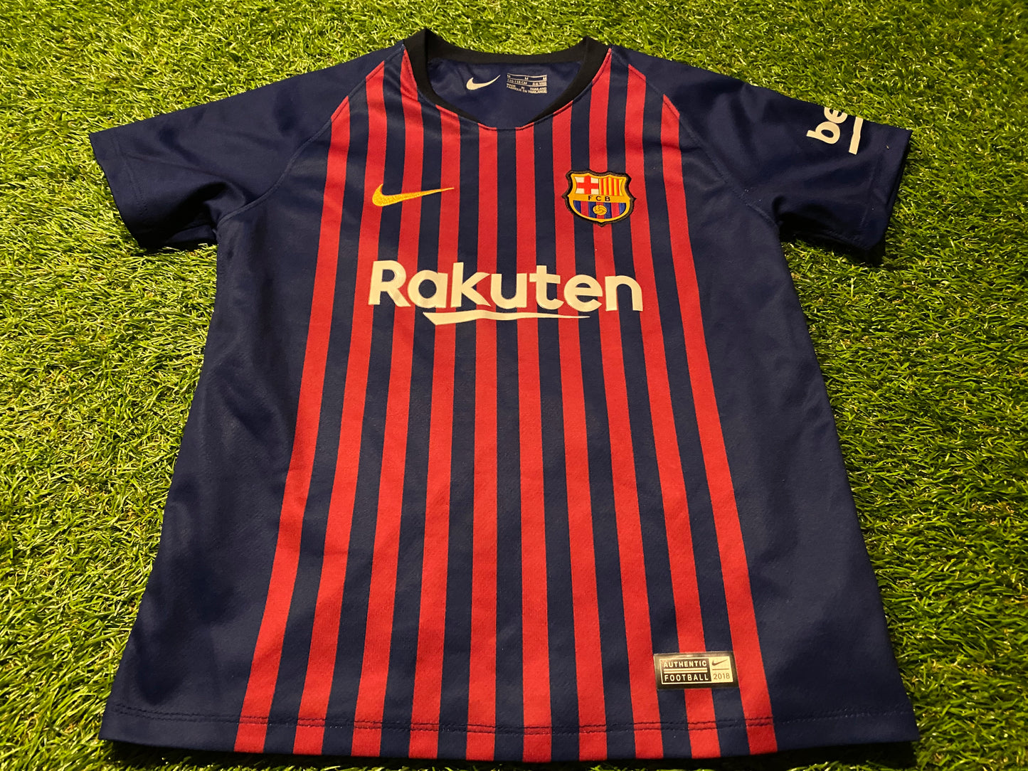 FCB Barcelona Spain La Liga Soccer Football XXS Boys 5-6 Year Old Nike Made Home Jersey