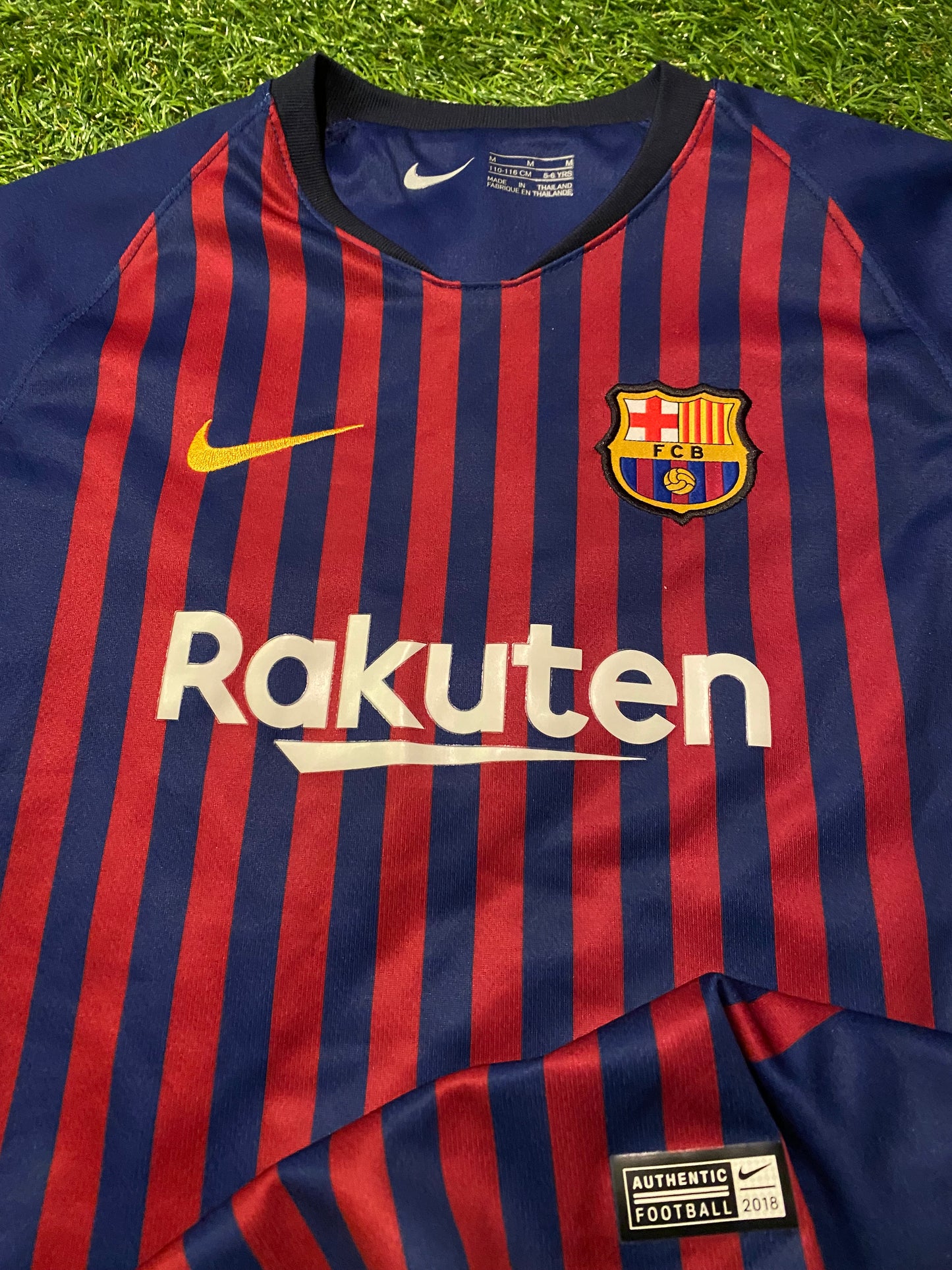 FCB Barcelona Spain La Liga Soccer Football XXS Boys 5-6 Year Old Nike Made Home Jersey