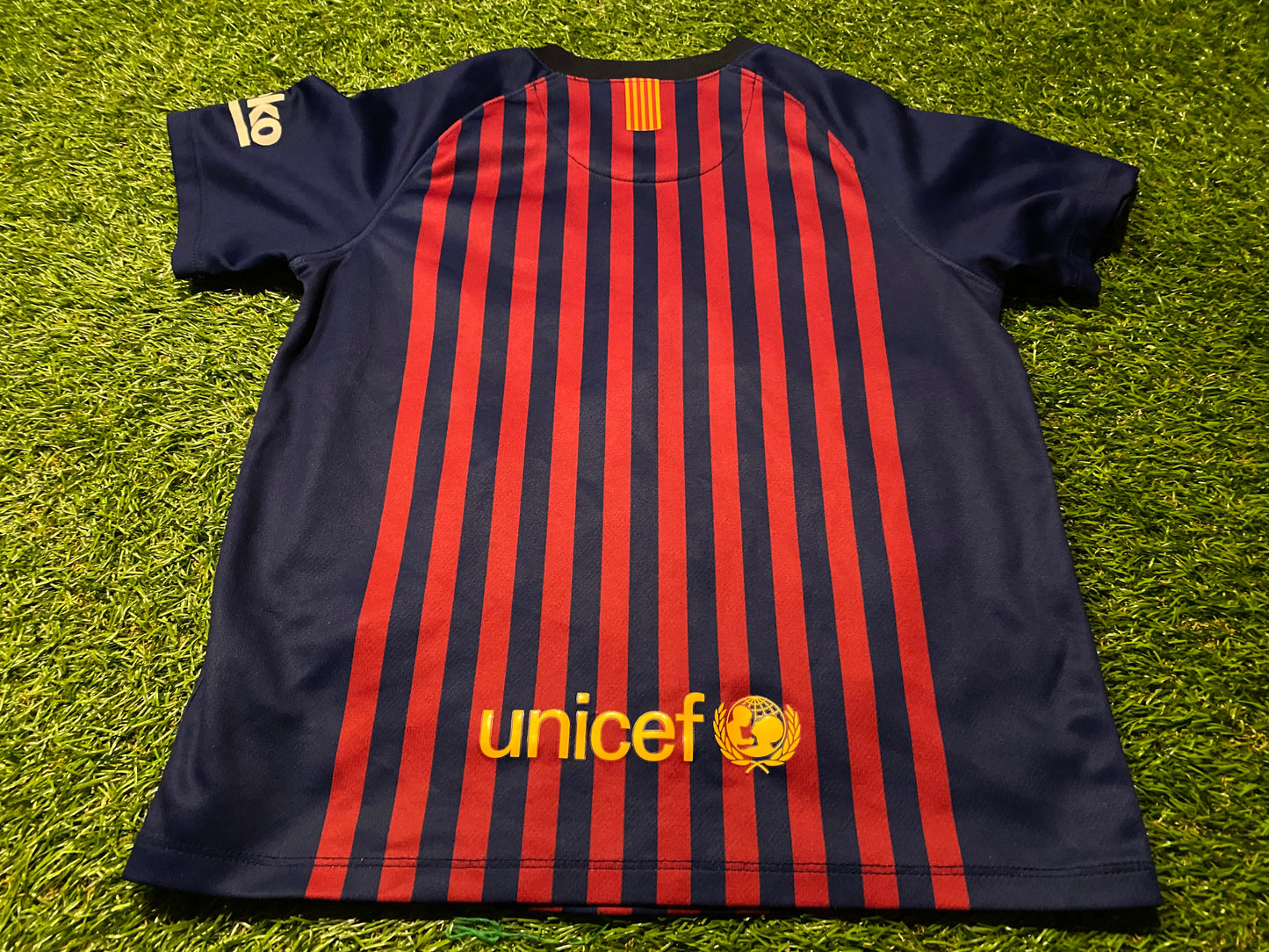 FCB Barcelona Spain La Liga Soccer Football XXS Boys 5-6 Year Old Nike Made Home Jersey