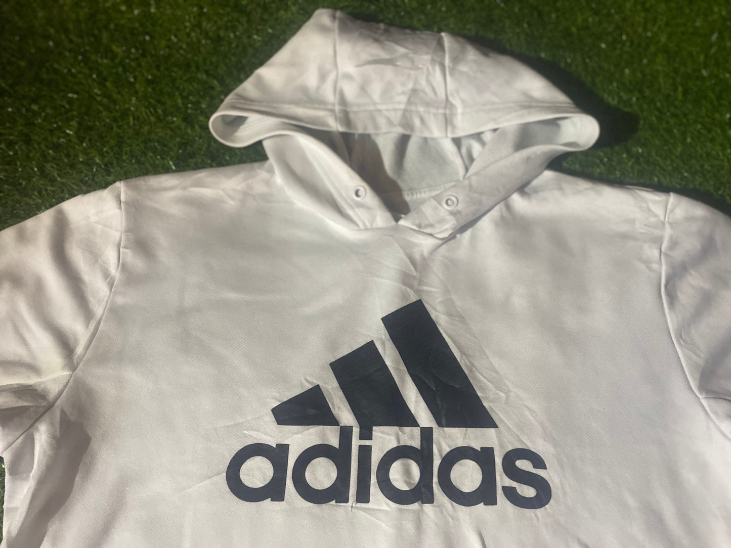 Adidas Made Medium Mans White Lighter Loose Fit Hoody Hooded Top