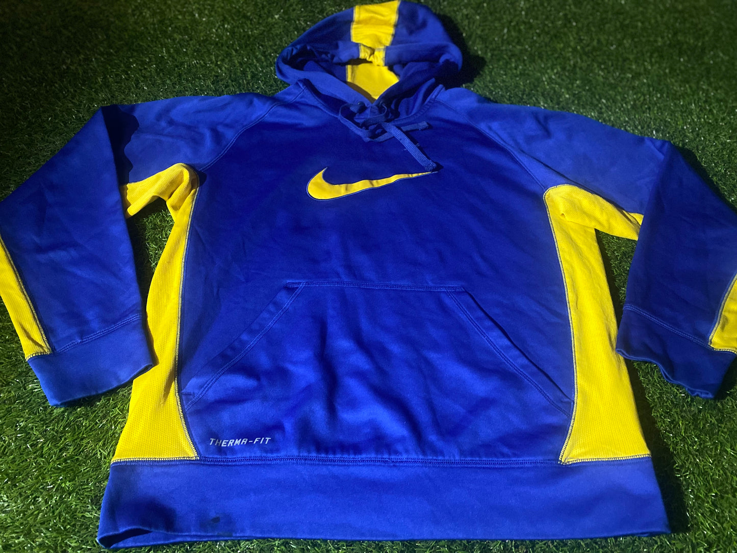 Nike Made Medium Mans Blue / Yellow Therma Fit Hoody Hooded Top