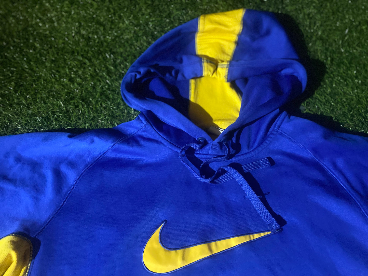 Nike Made Medium Mans Blue / Yellow Therma Fit Hoody Hooded Top