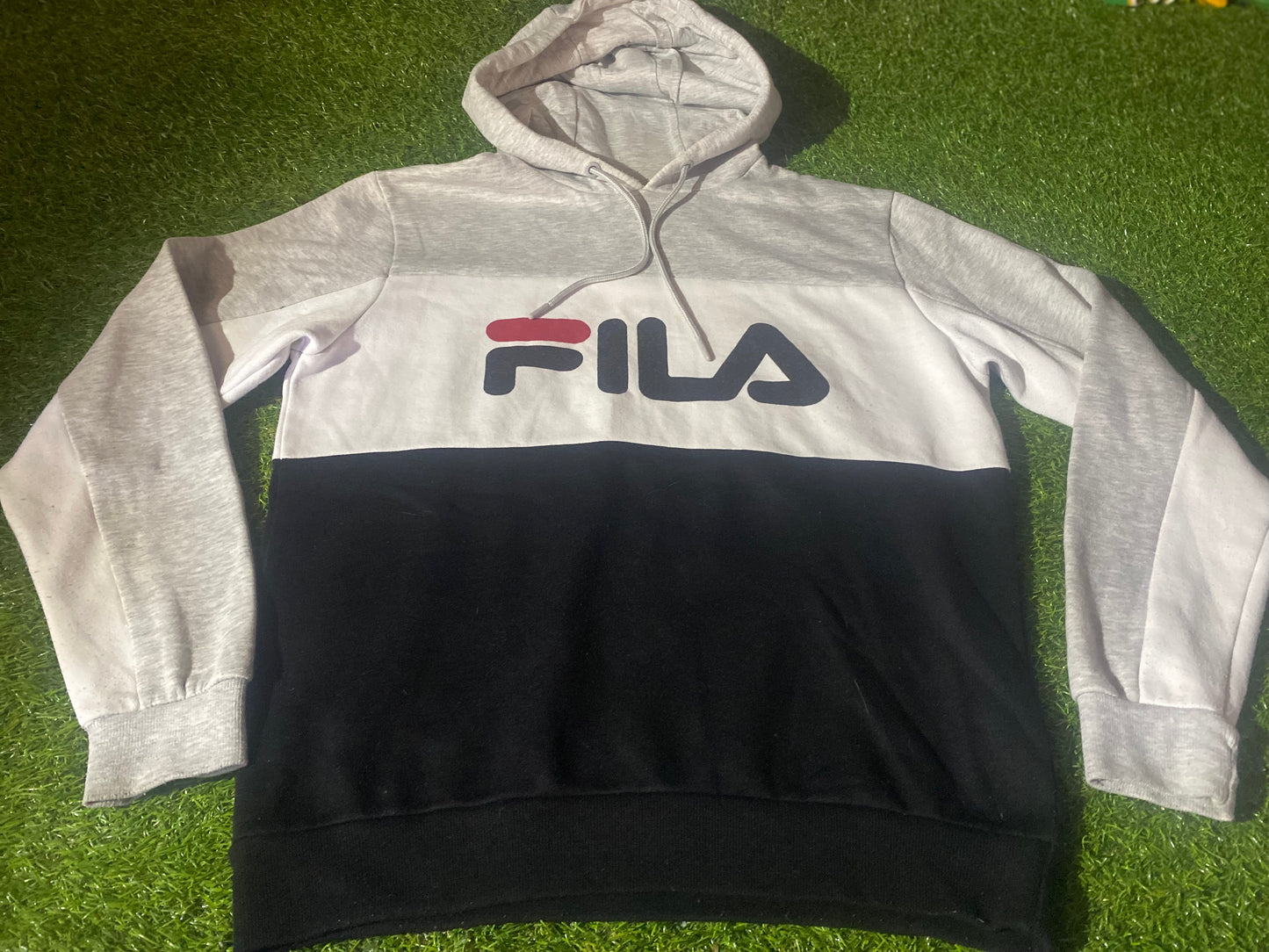 Fila Made Medium Mans White Black Grey Loose Fit Hoody Hooded Top