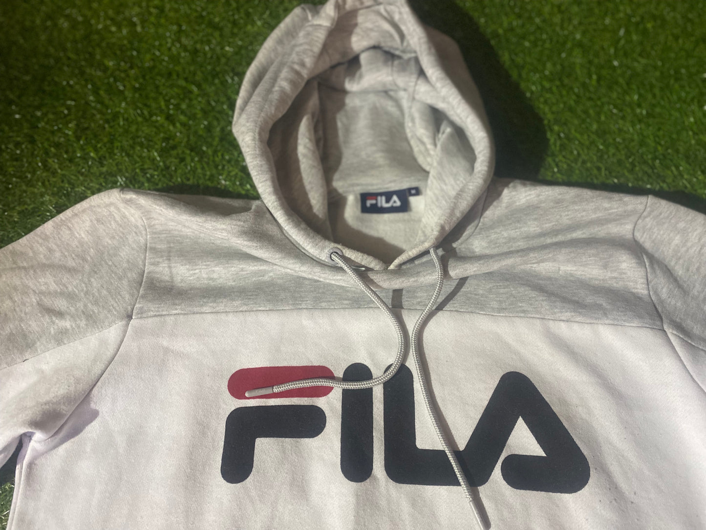 Fila Made Medium Mans White Black Grey Loose Fit Hoody Hooded Top