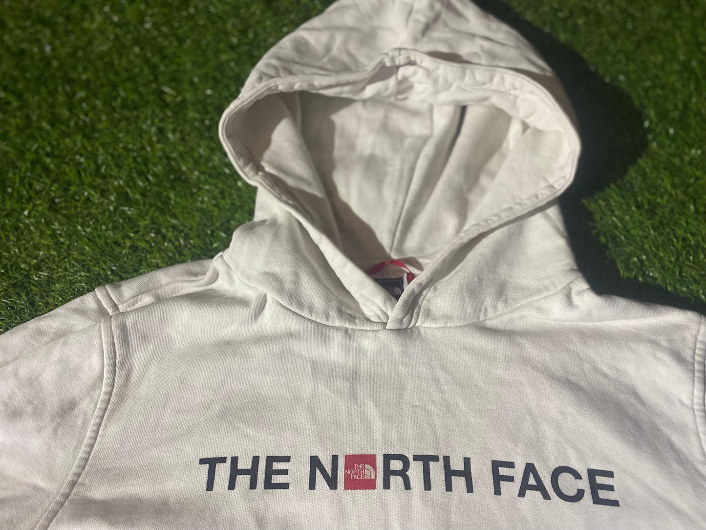 The North Face Blue Small Mans Size White Hoody Hooded Top