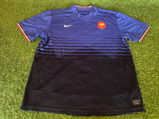 France French FFR Rugby Union Large Mans Nike Made 2012 Home Jersey