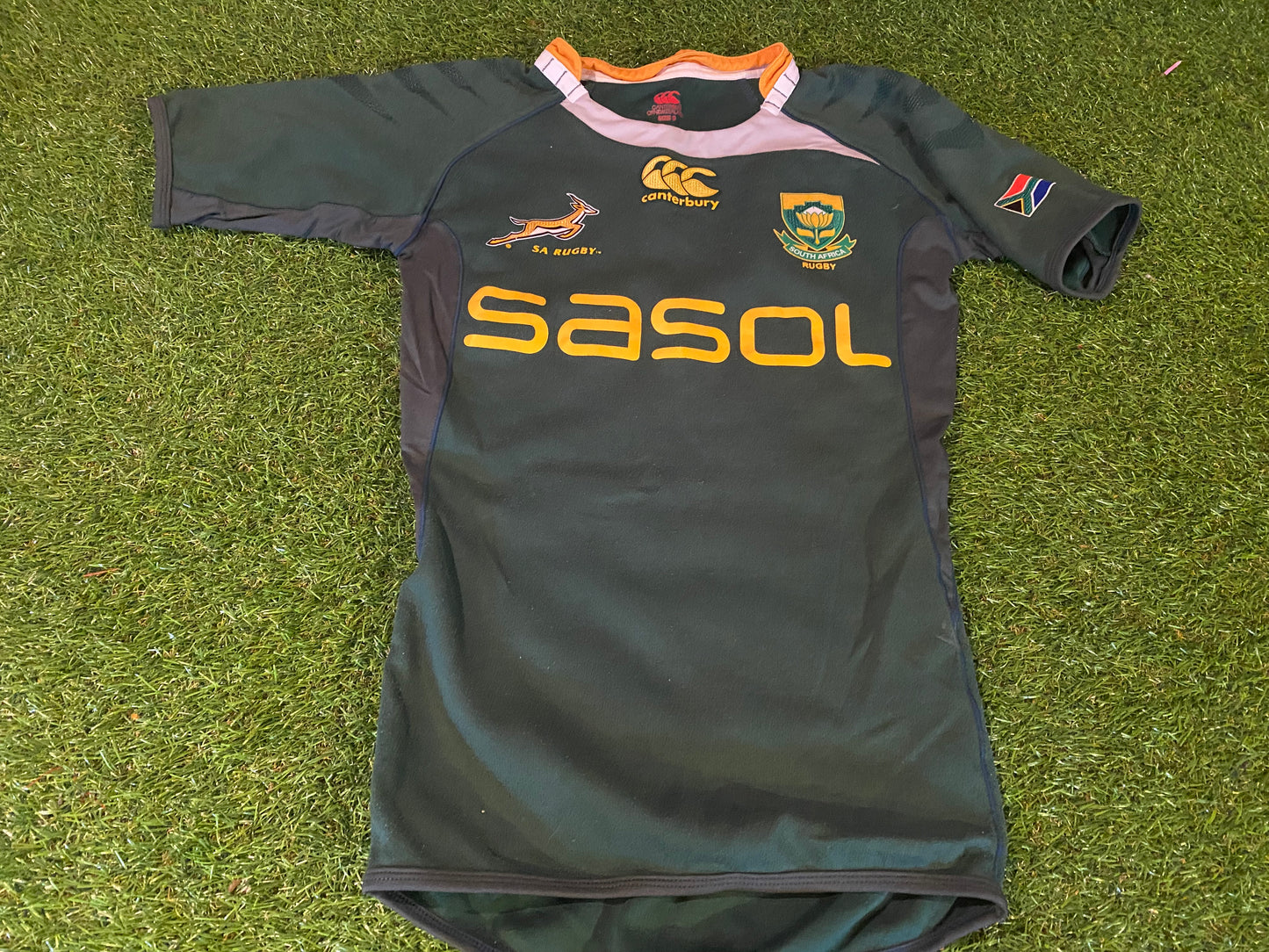South Africa Springboks African Rugby Union Small Mans Player Issue Tight Fit Jersey