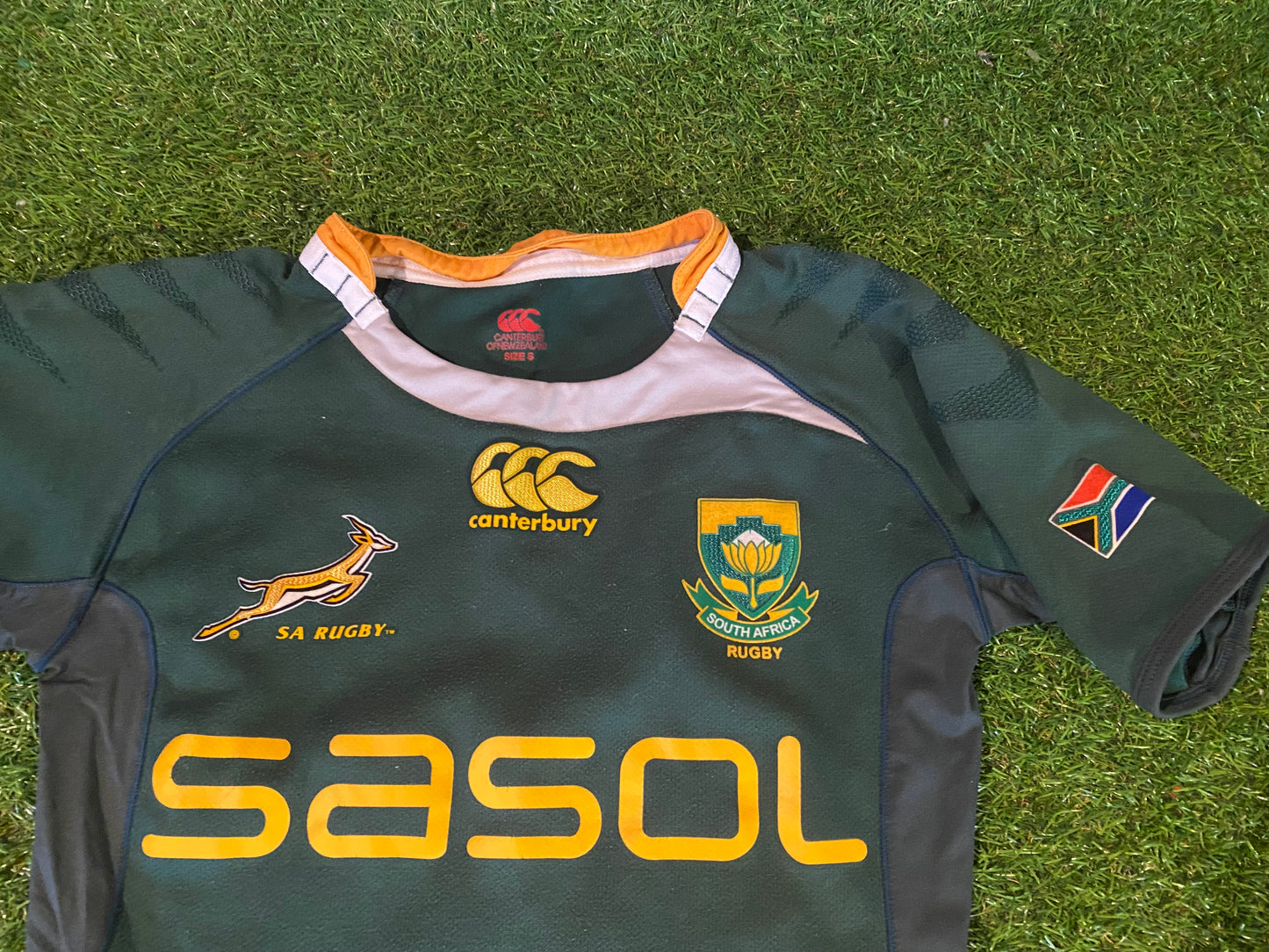 South Africa Springboks African Rugby Union Small Mans Player Issue Tight Fit Jersey