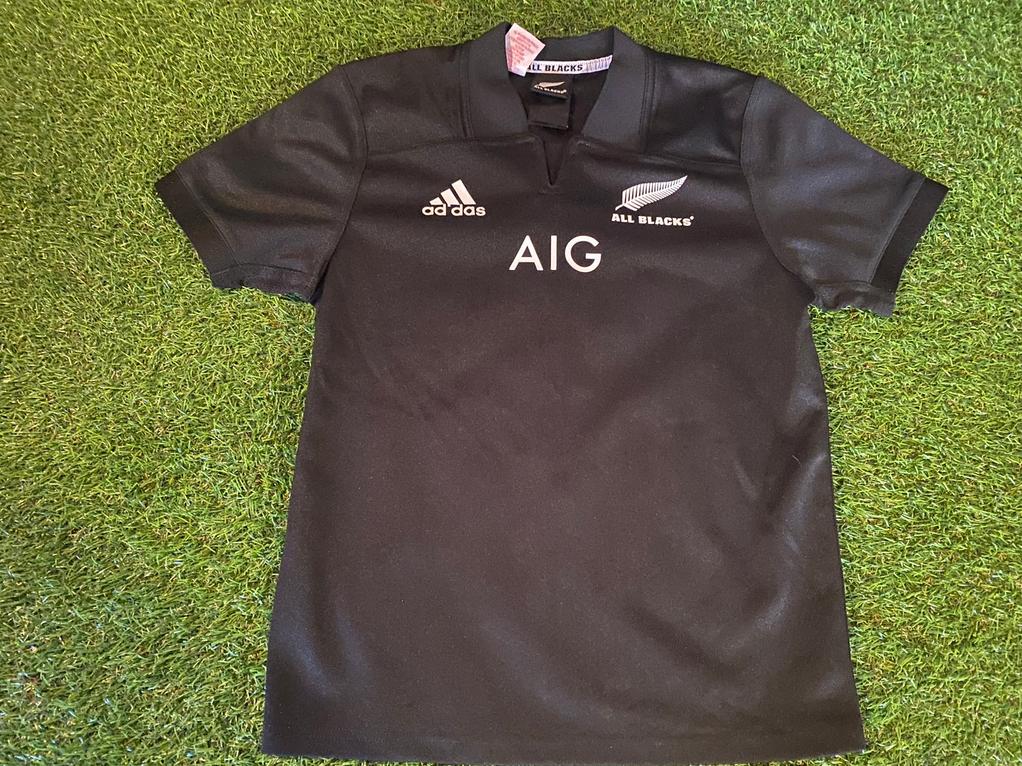 New Zealand All Blacks Rugby Union Football Large Boys 11-12 yr Adidas Made Home Jersey