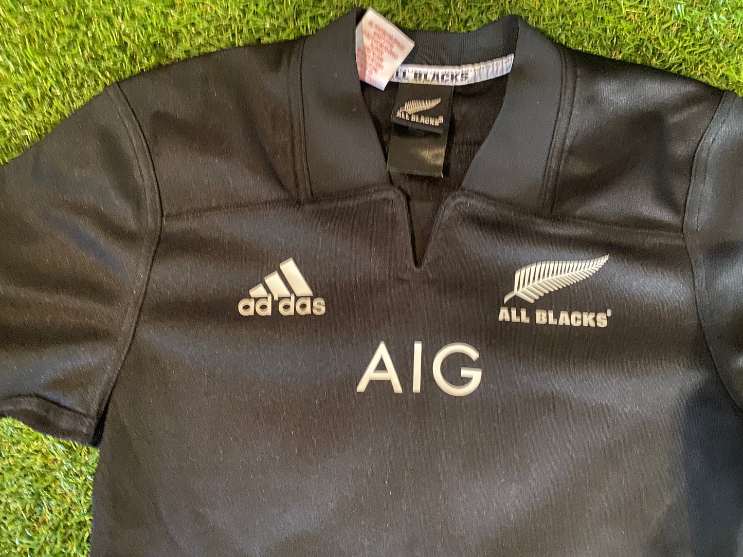 New Zealand All Blacks Rugby Union Football Large Boys 11-12 yr Adidas Made Home Jersey